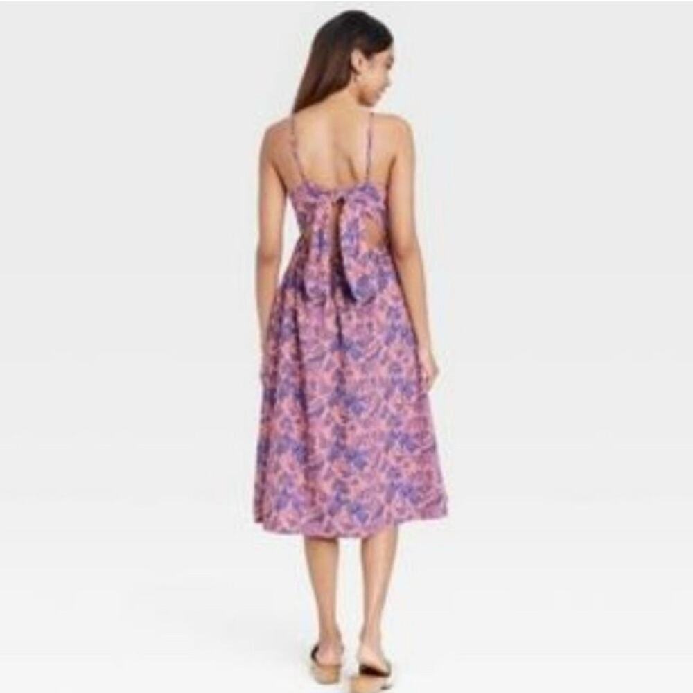 NWT Universal Thread Womens Sz M Sleeveless Floral Back Tie Midi Dress Vacation - Picture 2 of 16